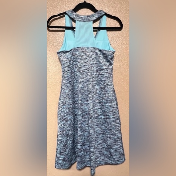 MPG Active Travel Dress Pockets Teal Boho Chevron Print A-Line Mesh Racerback - Picture 6 of 9